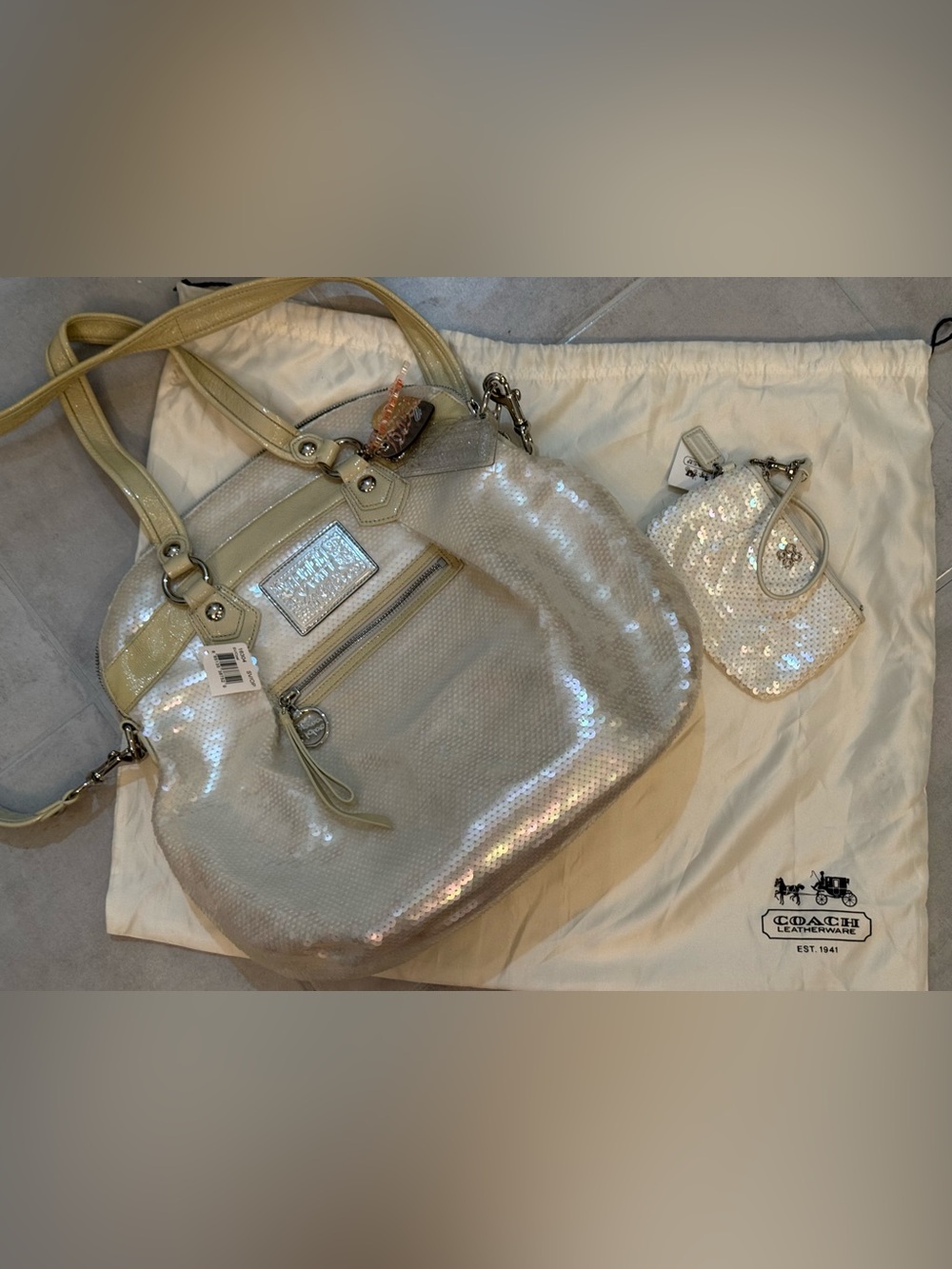 Coach Limited Edition Poppy Sequined Spotlight Tote NWT w/ Dust Bag & wristlet